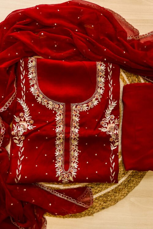 Regal Red Embroidered Suit Set