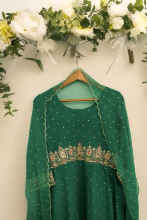 Emerald Green Embroidered Suit with Dupatta