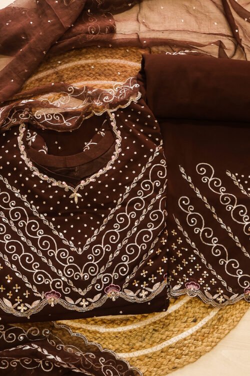 Chocolate Brown Embroidered Suit