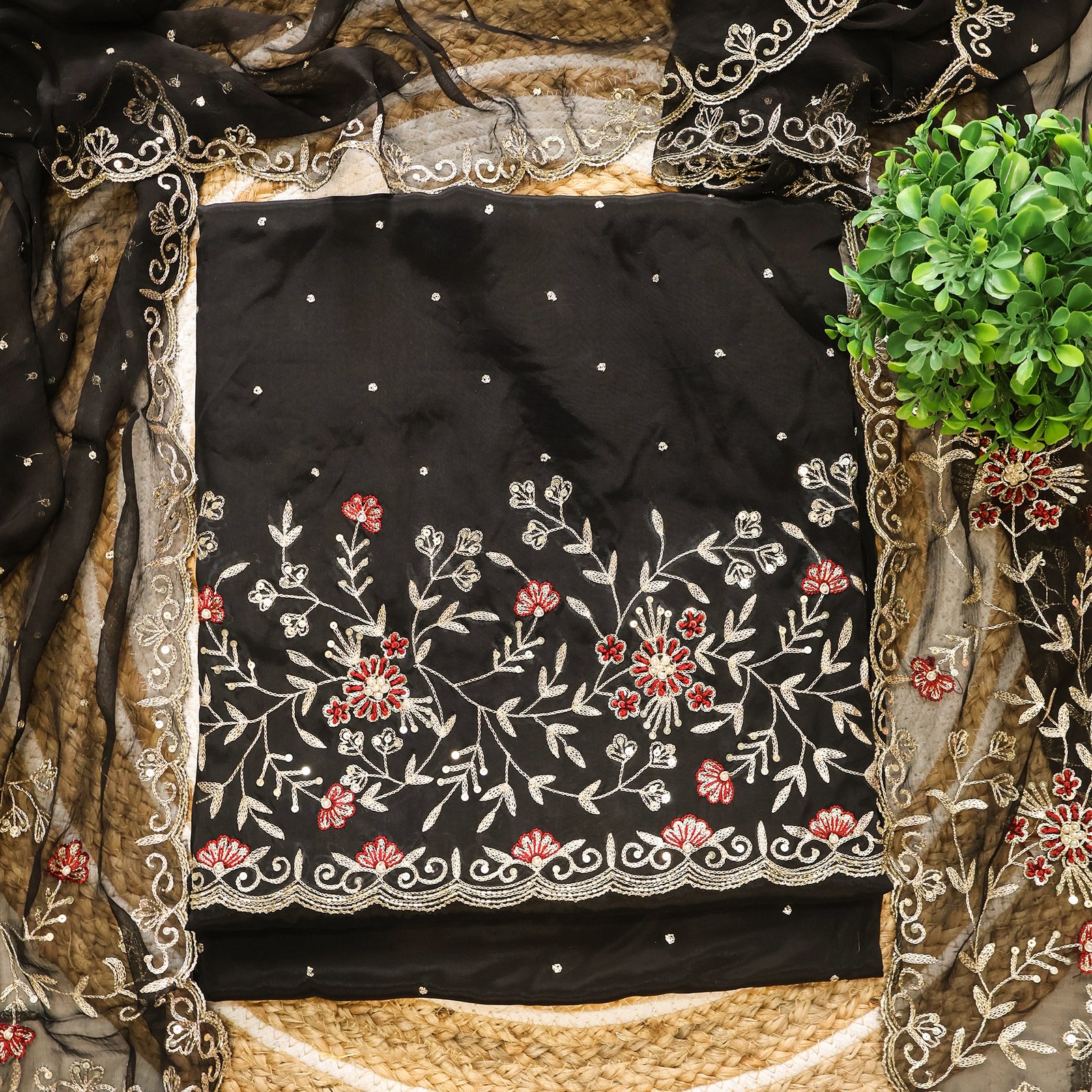 Midnight Bloom Embroidered Suit Set - Image 2